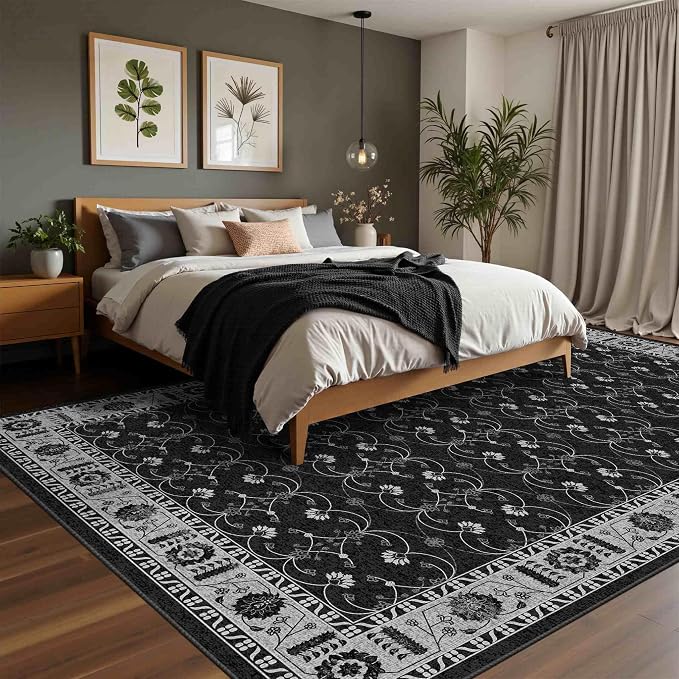 Rugxara Black Rug Area Rugs 5x7, Washable Rugs - Image 3