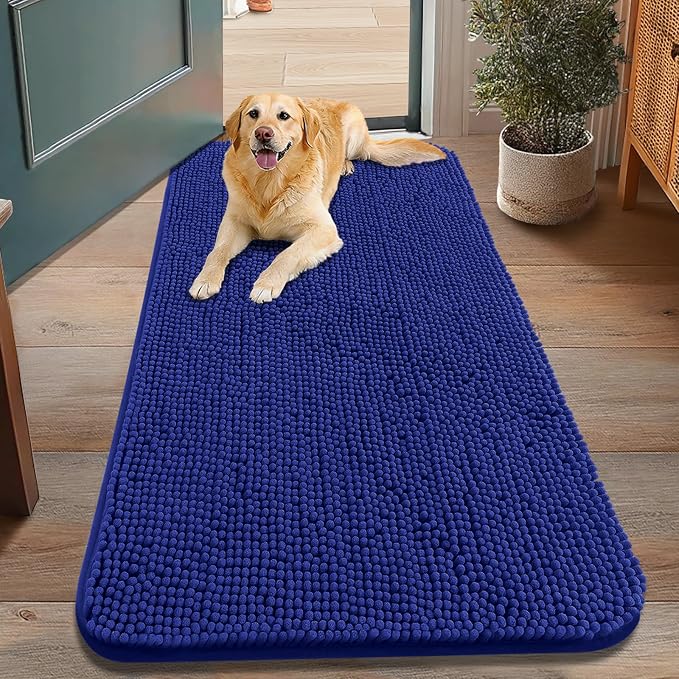 Smiry Dog Door Mat for Muddy Paws 48x30, Absorbent Dirt Trapper, Non-Slip by Smiry