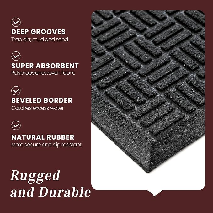 Mibao Front Door Mat Outdoor Entrance, Waterproof Dirt Trapper Doormat - Image 5