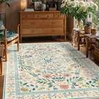Rugxara Floral Rug for Living Room Bedroom, 5x7 Washable Rug, Large Non Slip by Rugxara