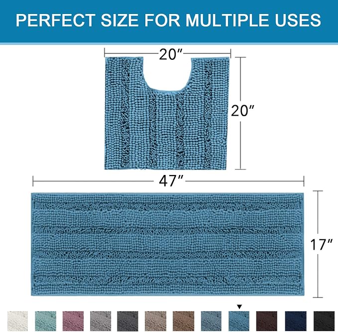 H.VERSAILTEX Bathroom Rugs Bath Rug Set 2 Piece Bathroom Contour Rug Toilet Mat - Image 2