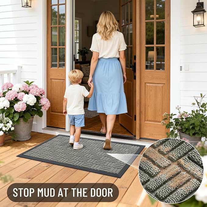 OLANLY Front Door Mat Outside Entrance 47x32, Heavy Duty Sturdy Natural Rubber - Image 7