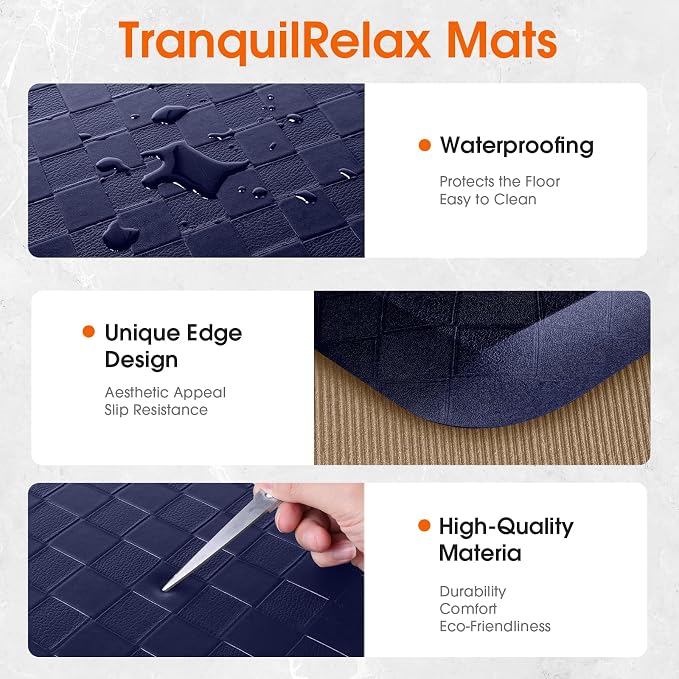 TranquilRelax 4/5 Inch Thick Anti-Fatigue Kitchen Mats 2Pcs, Cushioned Non-Slip - Image 3