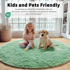 ONASAR Sage Green Round Area Rug 4ft, Fluffy Soft Bedroom Circle Rugs - Image 3
