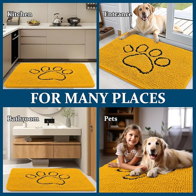 OLANLY Dog Door Mat for Muddy Paws 30x20, Paw Print Design, Absorbs Moisture - Image 8