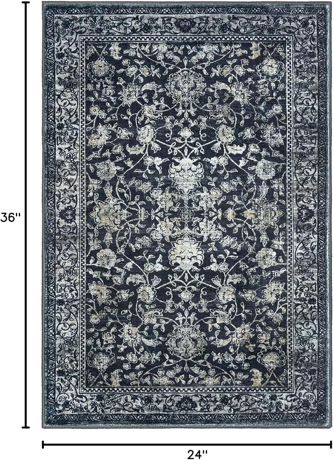 KILOCOCO Small Area Rug 2x3 Entryway Rugs Printed Vintage Floral Washable Rug - Image 2