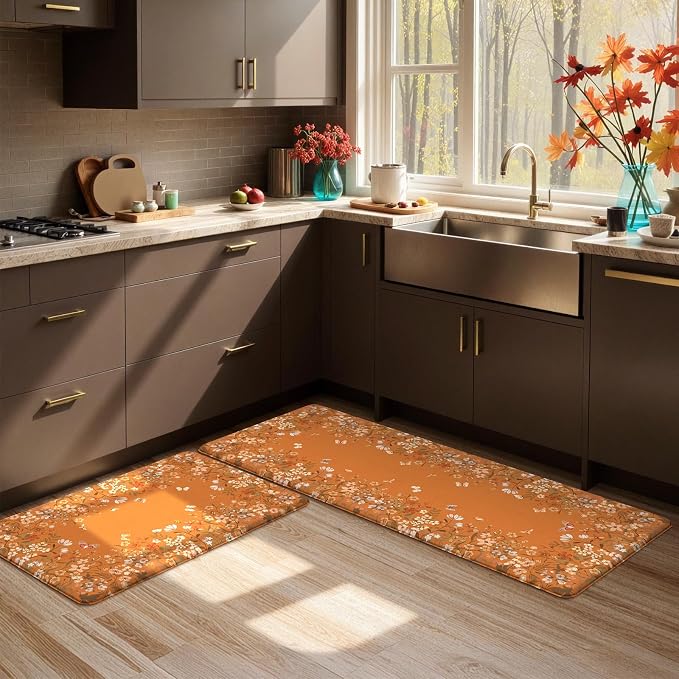 KIMODE Fall Kitchen Mats Cushioned Anti Fatigue, Halloween Kitchen Mats - Image 8