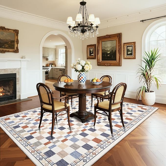 GarveeHome 5x7 Rug for Living Room Machine Washable Modern Checkered Area Rug - Image 8