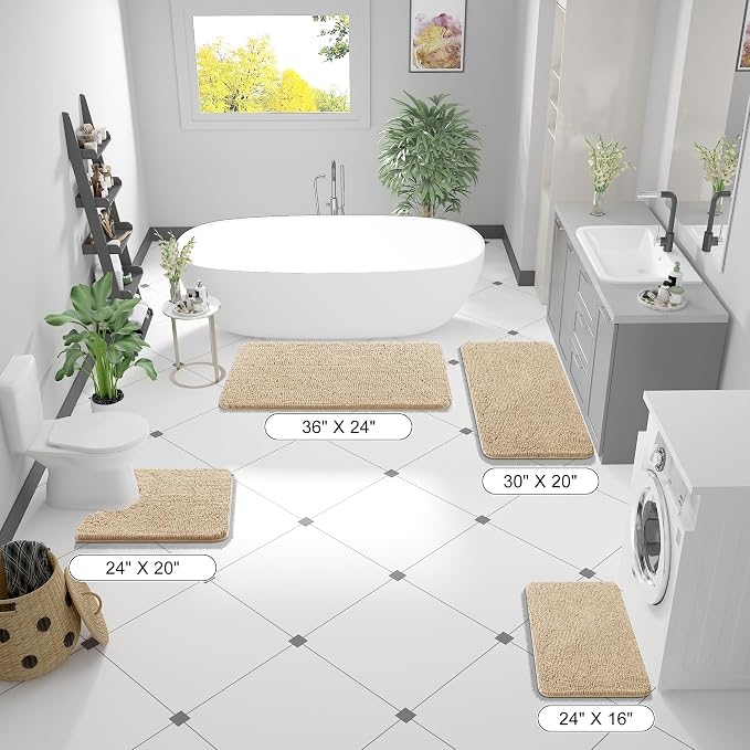 OLANLY Large Bathroom Rugs 40x32, Extra Soft Absorbent Chenille Bath Rugs - Image 2