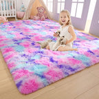 AROGAN Soft Rainbow Area Rugs for Girls Room 6x9 Feet, Fluffy Girls Bedroom Rugs by AROGANAREARUG