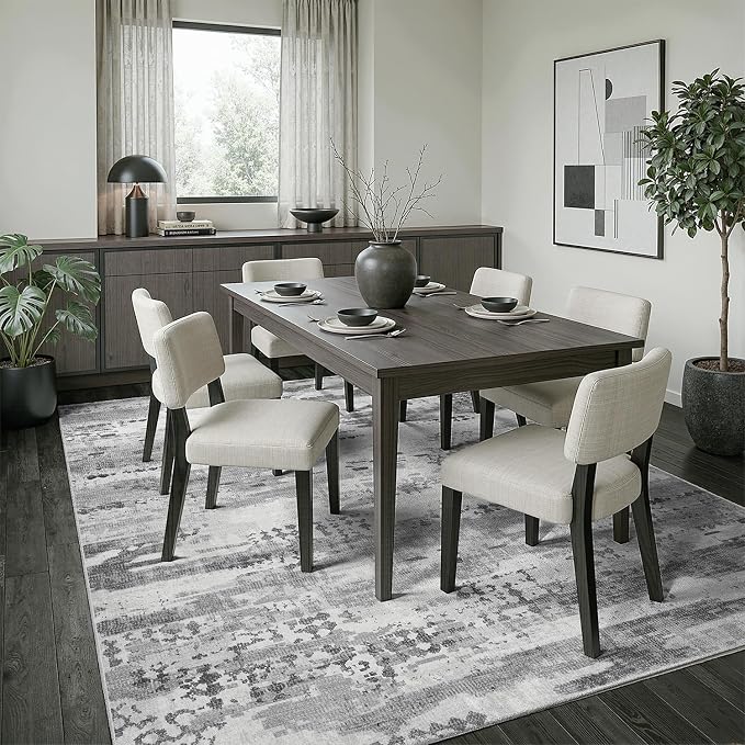 DCX Abstract Area Rug 5x7, Washable Gray Modern Rug - Image 4