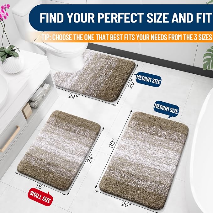 OLANLY Small Bathroom Rugs Mat 24x16, Extra Soft Absorbent Microfiber Bath Rugs - Image 2