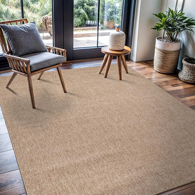 CAMILSON Easy Jute Rug 4x6, Indoor Outdoor Natural Color Fiber Area Rugs - Image 4