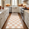 GarveeHome Checkered Blush Beige Neutral 2x6 Washable Kitchen Runner Rug by GarveeHome