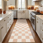 GarveeHome Checkered Blush Beige Neutral 2x6 Washable Kitchen Runner Rug by GarveeHome