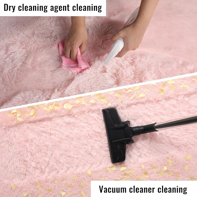 PAGISOFE Pink Fluffy Shag Machine Washable Area Rugs - Image 8