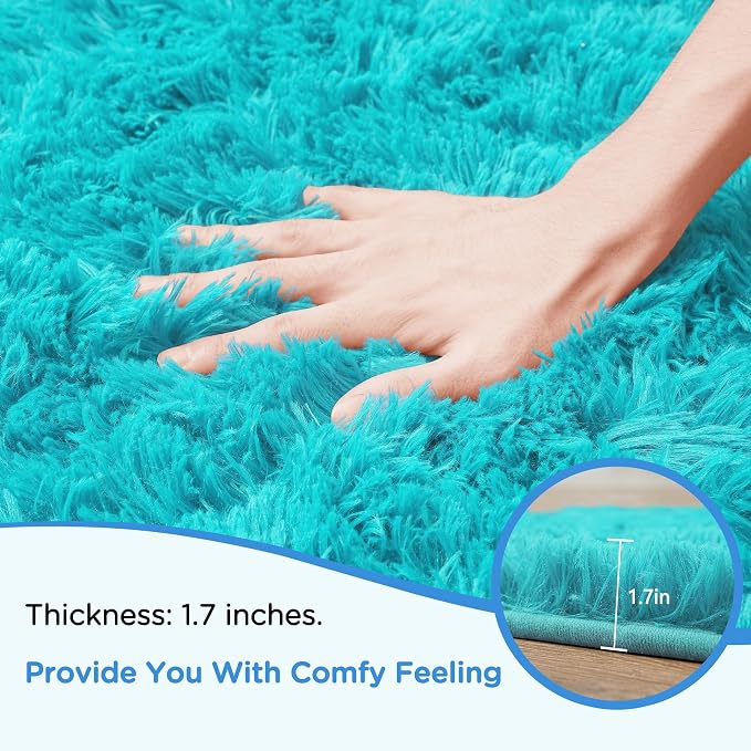 6x9 Teal Area Rugs for Living Room, Large Fluffy Shag Rug for Bedroom Boys Kids - Image 5