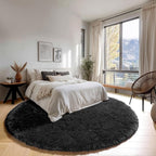 ONASAR Black Round Rugs 7ft for Living Room, Fluffy Bedroom Circle Area Rug - Image 3