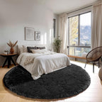 ONASAR Black Round Rugs 8ft for Living Room, Fluffy Bedroom Circle Area Rug - Image 3