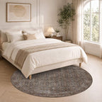 Latte&Fog Round Rug Washable Vintage Non Slip Circle Area Rug | Washable - Image 3