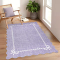 GarveeHome Scalloped Bow Rug for Living Room, Solid Purple Rug for Dorm by GarveeHome