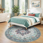RELEANY Area Rugs Round 7ft Washable Non-Slip, Floral Vintage Distress - Image 2