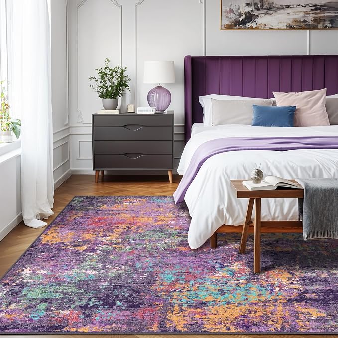 RELEANY Washable Area Rugs 6'x9' Non-Slip Modern Abstract Soft - Image 3