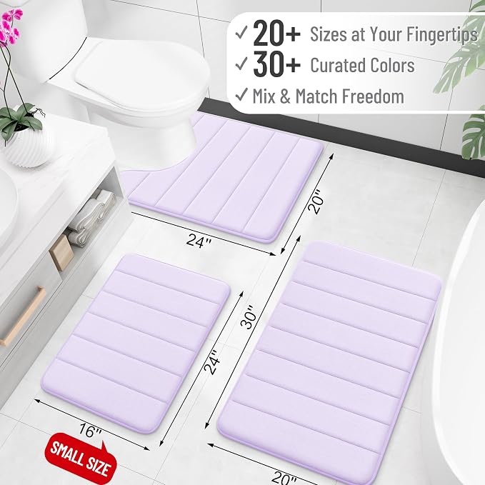 OLANLY Memory Foam Bath Mat 70x46, Super Soft Absorbent Bathroom Rugs, Quick Dry - Image 2