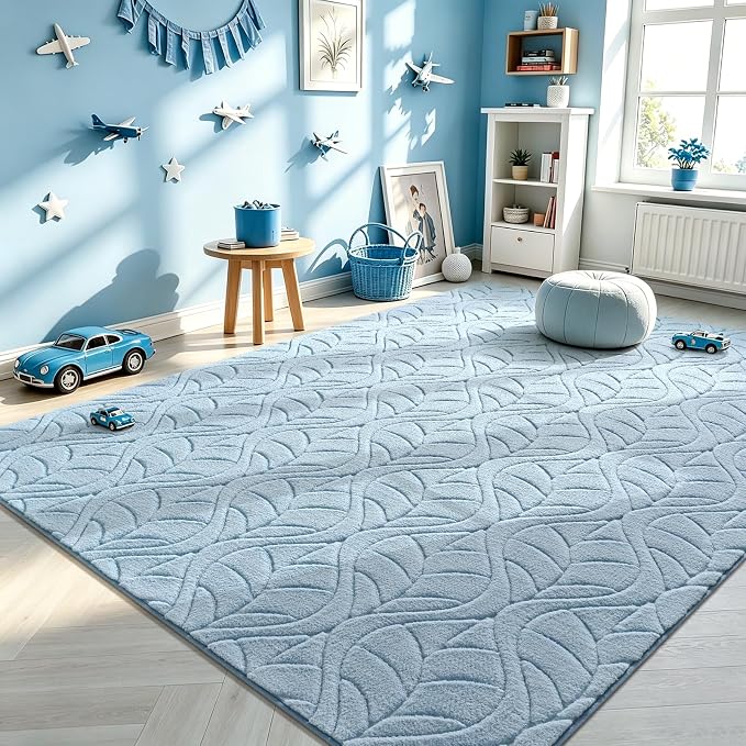 Macgace 5x7 Blue Area Rug, Soft Shag Carpet, Washable Living Room Rugs - Image 3