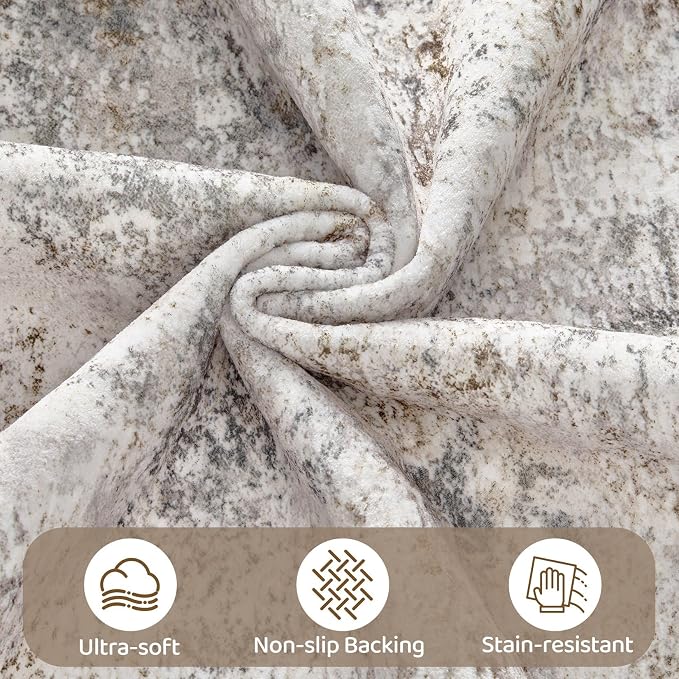 UERMEI Square Area Rugs : Washable 12x12 Neutral Modern Abstract Carpet - Image 7