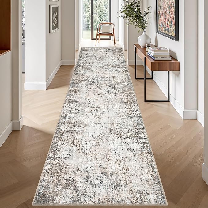 Washable Area Rug 3x14 Entryway Rug: Washable Modern Abstract Soft Thin Rug - Image 4