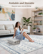 Miukiki 8x10 Area Rug for Living Room Moroccan Washable Rugs Non Slip Indoor - Image 5