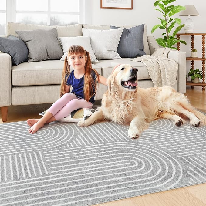 Lahome Abstract Area Rug 5x7, Soft Washable Rugs - Image 5