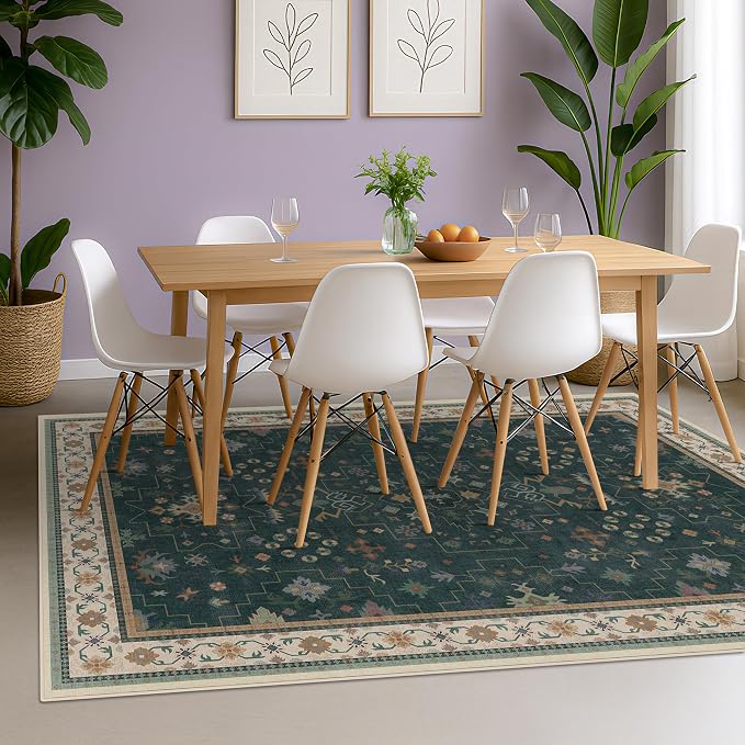 Hazo Haus Dark Green Oushak 5x8 Living Room Rug - Image 3