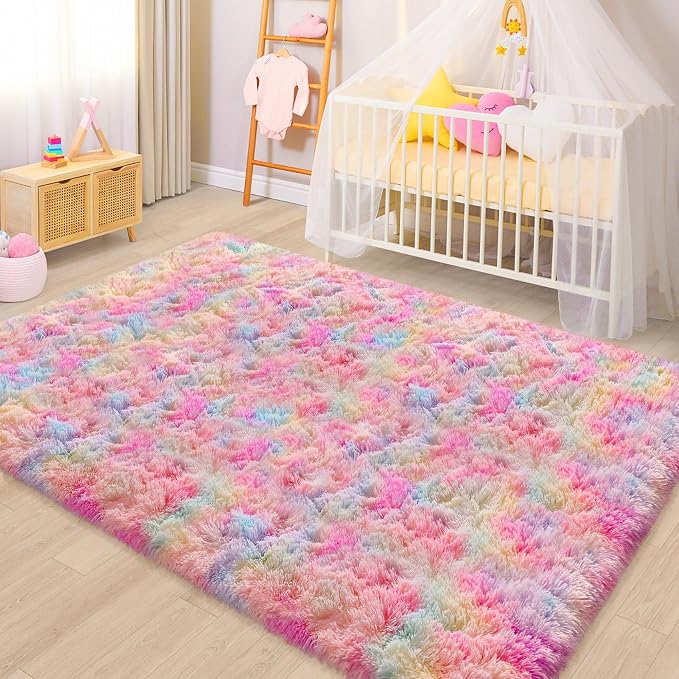 Rainbow Rugs 5x8 Ft Fluffy Plush Area Rugs - Image 3