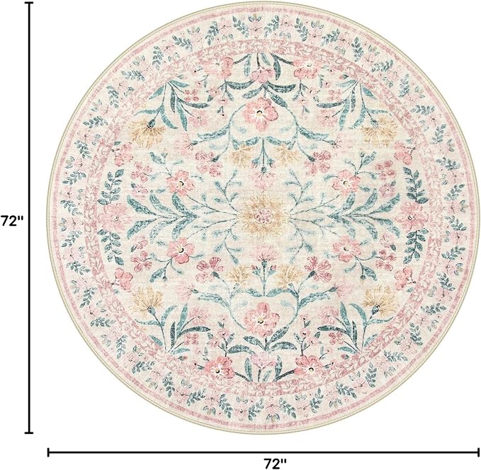 Wonnitar Washable Round Rugs 6ft, Boho Soft Ultra-Thin Circular Carpets - Image 2