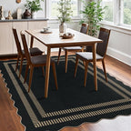 Scalloped Modern Easy Jute Carpet, 5x7 Outdoor Patio Washable Area Rug - Image 8