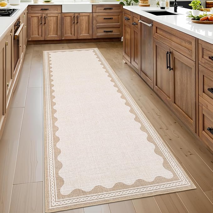 GarveeHome Scalloped Beige 2.5x10 Runner Rug - Image 4