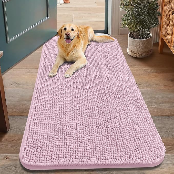 Smiry Dog Door Mat for Muddy Paws 48x30, Absorbent Dirt Trapper, Non-Slip by Smiry