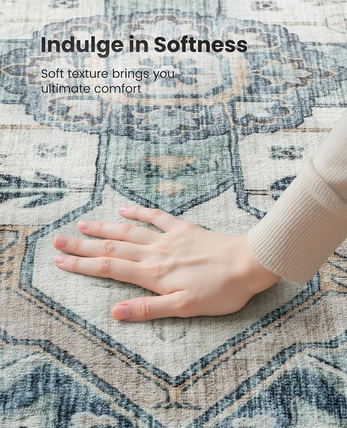 AMADA HOMEFURNISHING Washable Area Rugs, Low-Profile Washable Rug - Image 5