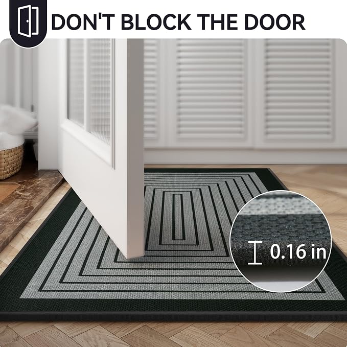Front Door Mat 24''x35'', Absorbent Dirt Resist Washable Non Slip Low-Profile - Image 7