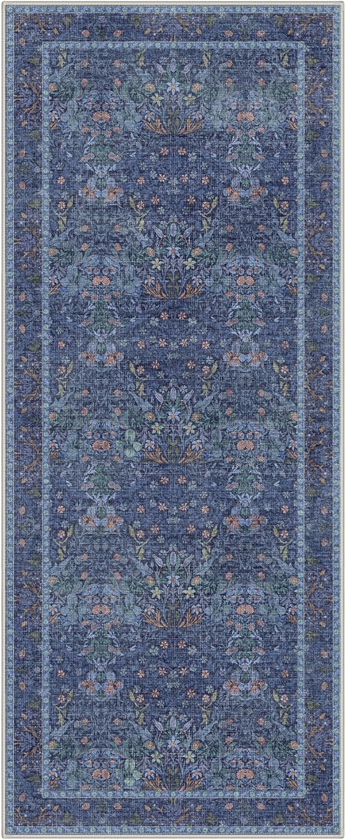 GENIMO 2x5 Runner Rug Non Slip Washable Low Pile, Lightweight Floral Foliage - Image 6