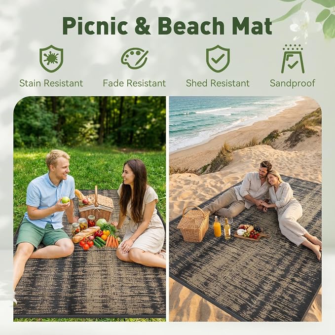 MontVoo Outdoor Rug Waterproof 5x8 ft Outdoor Carpet Patio Rug Mat Reversible - Image 4