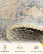 RELEANY Area Rugs Round 7ft Washable Non-Slip, Floral Vintage Distress - Image 3