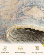 RELEANY Area Rugs Round 5ft Washable Non-Slip, Floral Vintage Distress - Image 3