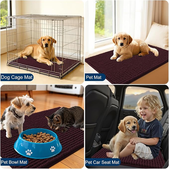 OLANLY Dog Door Mat for Muddy Paws 24x16, Ultra Absorbent Chenille Mud Doormat - Image 7