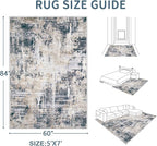 Area Rugs 5x7 Living Room: Washable Rug Modern Abstract Rugs Soft Non Slip - Image 2