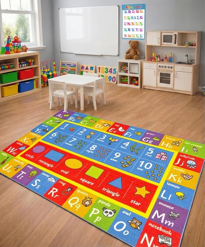 KC Cubs: Educational Rug: ABC Alphabet, Numbers & Shapes by KCCubsKidsHomeandFurnishing