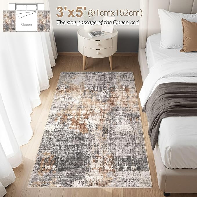 DMOYEST Washable Area Rug: 3x5 ft Abstract Small Rugs - Image 2