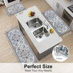 HEBE Farmhouse Kitchen Rugs Sets of 3 Non Slip Washable Boho Kitchen Rugs and - Image 2